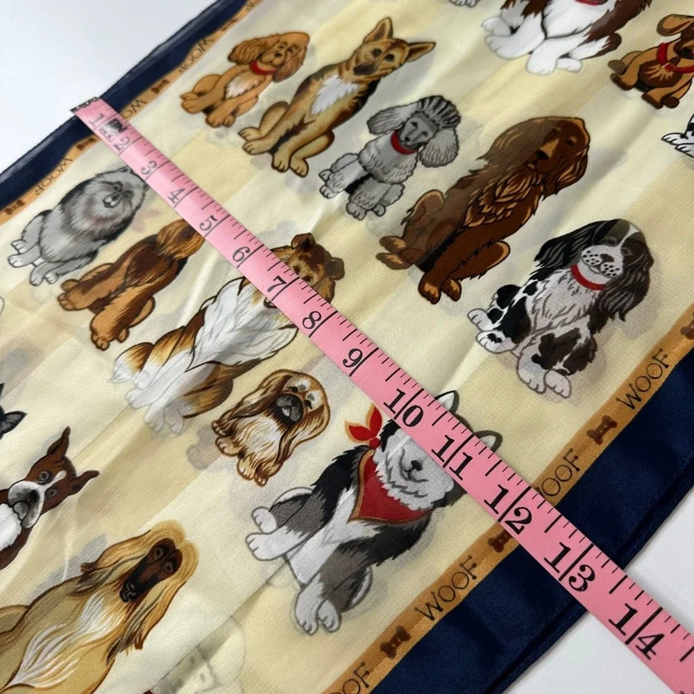Dog Lover Rectangle Scarf Blue WOOF Border Poodle Shephard Terrier Husky Novelty